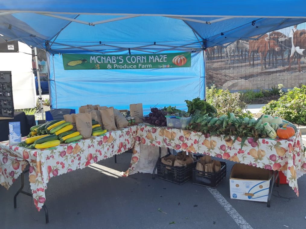 McNab's Produce stand at the Chemainus Farmer's Market in 2019